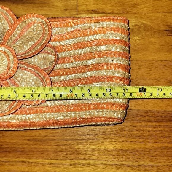Nwot Mud Pie Orange Straw Clutch - Picture 3 of 7
